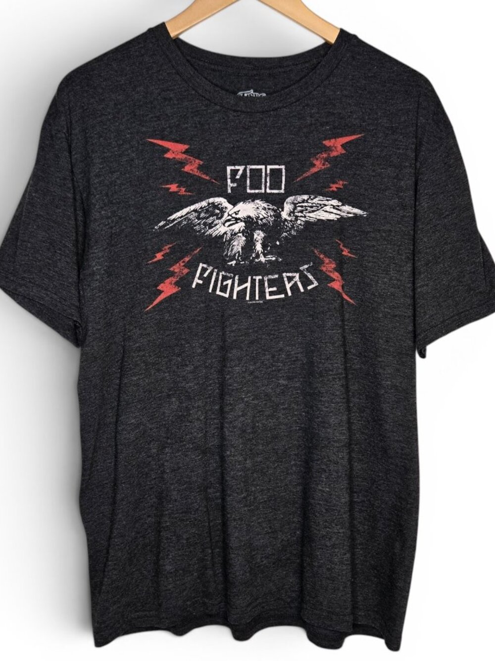 Foo Fighter Electric Eagle Band Tee Shirt Mens Heather Grey Grunge Rock L